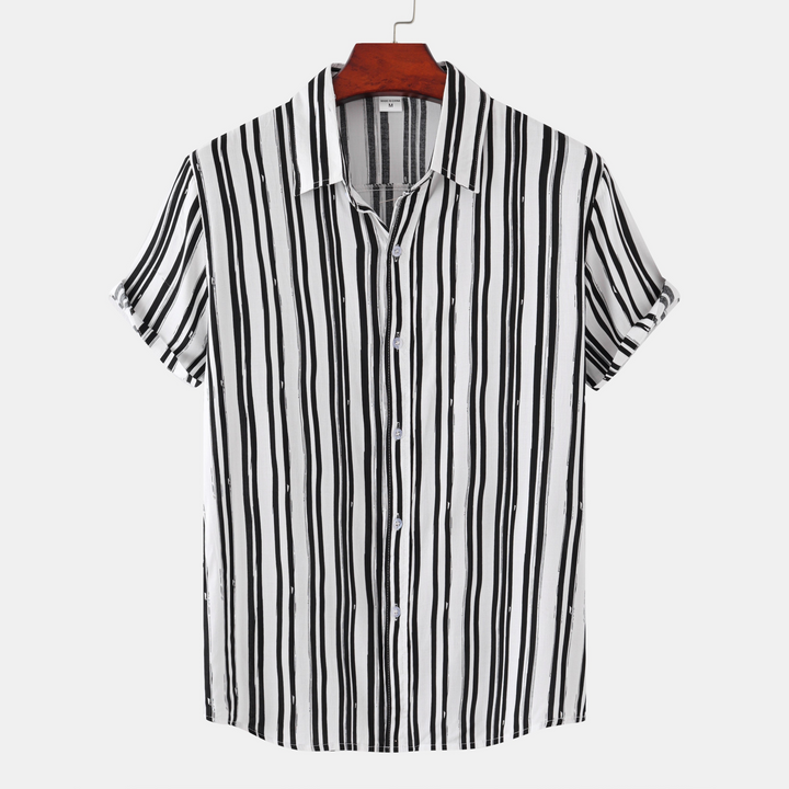 Levoire | Chemise À Manches Courtes Pour Hommes Blanc Noir Blanc