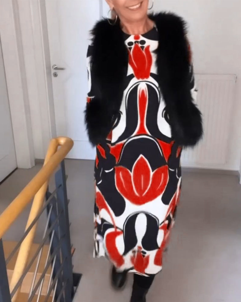 Levoire | Robe Midi Imprimée Chic Rot