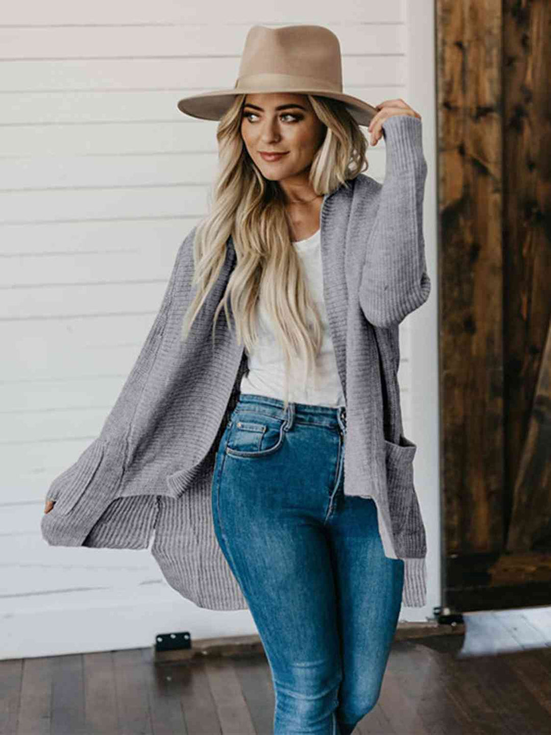 Levoire | Devant Gilet Avec Ourlet Haut Bas Et Poches Pour Femmes Gris