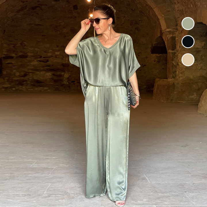 Levoire | Femmes Tenue Deux Pièces Brillante en Grande Taille Pour Femmes Vert