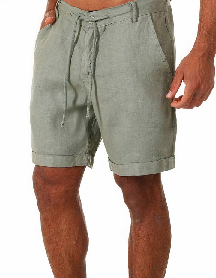 Levoire | Shorts en lin d'été pour hommes Pantalons courts pour hommes Vert