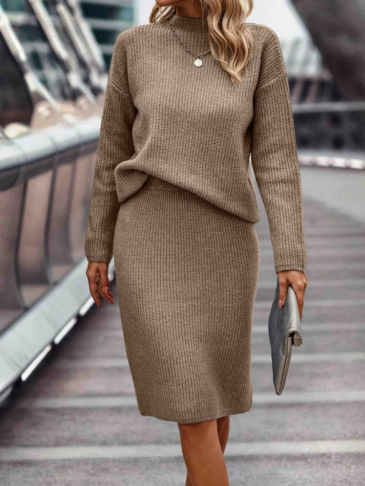 Levoire | Pull Et Jupe Ensemble Pour Des Jours Frais Kaki