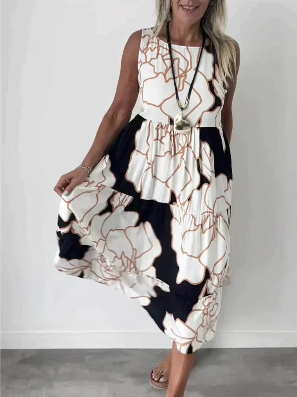 Levoire | Robe sans manches pour femmes avec imprimé robe d'été pour femmes Blanc