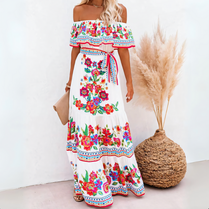 Levoire | Robe Florale Élégante Décontractée Blanc