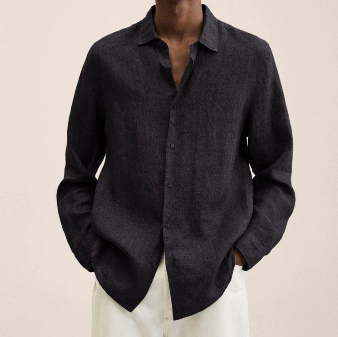 Levoire | Chemise En Lin FR Hommes Long Noir