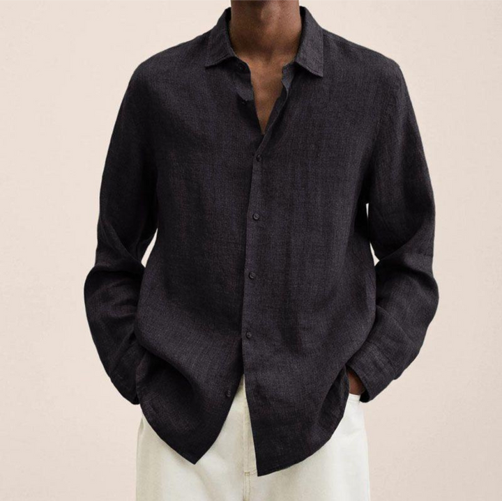 Levoire | Chemise En Lin FR Hommes Long Noir