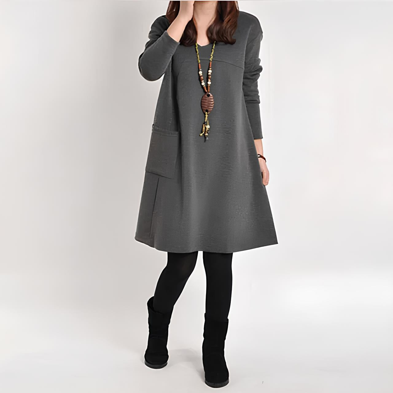 Levoire | Robe Élégante Avec Une Poche Gris