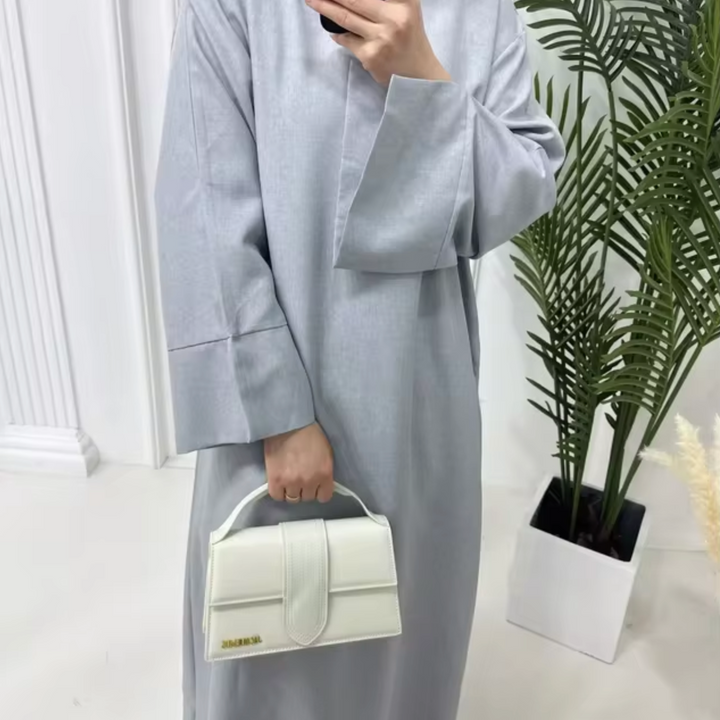 Levoire | Robe Abaya En Lin Fermée Gris clair