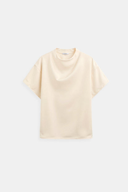 Levoire | T-Shirt Découpé Pour Femmes Coupe Décontractée Beige