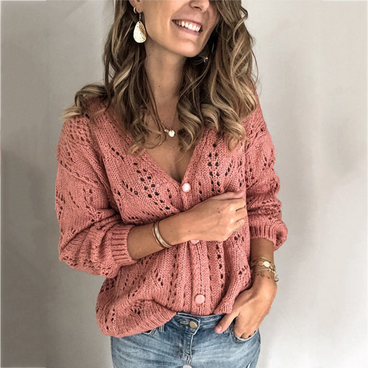 Levoire | En V Cou Pull Femmes Quotidien Rosa