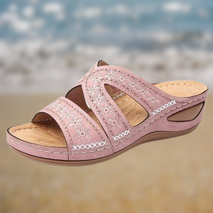 Levoire | Sandales pour femmes brodées à la main Rosa