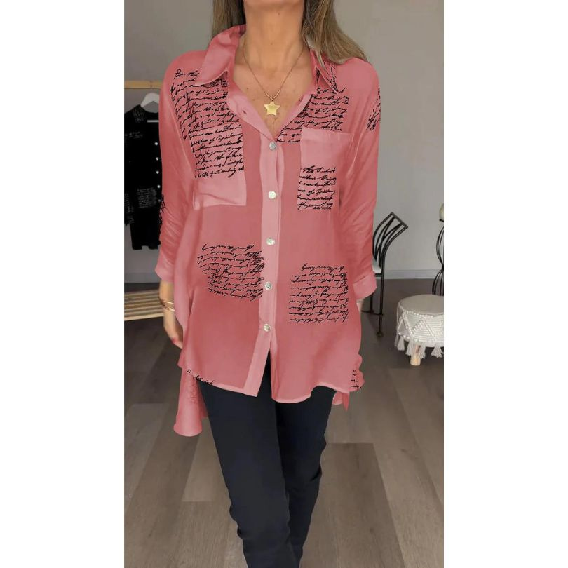 Levoire | Chemisier Femme Confortable Avec Imprimé Lettres Top Rot