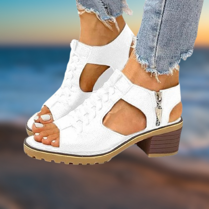 Levoire | Talon d'été avec zip Bianco