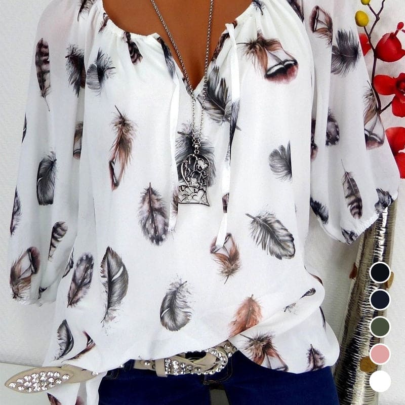 Levoire | Blouse Ajustée Avec Motif Plumes