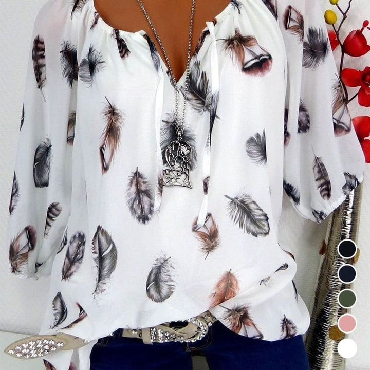 Levoire | Blouse Ajustée Avec Motif Plumes