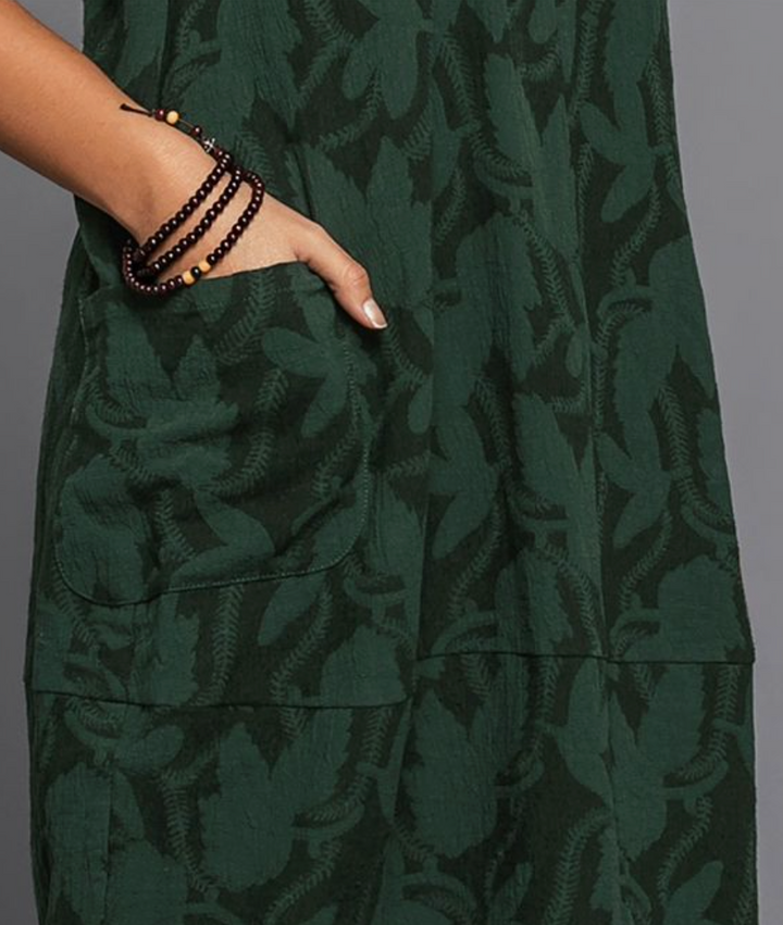 Levoire | Robe Midi Femme Chic Verte Robe Avec Poches Latérales Pratiques