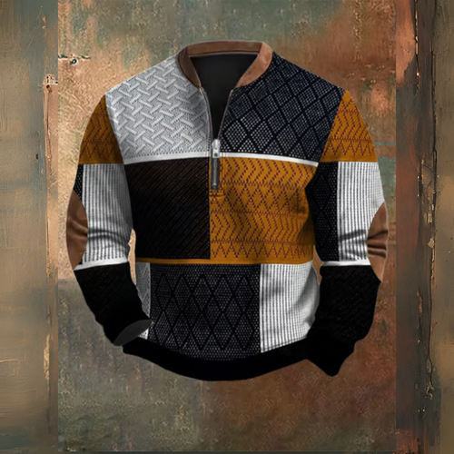 Levoire | Pull Rétro Western Avec Col Zippé Et Imprimé Texturé