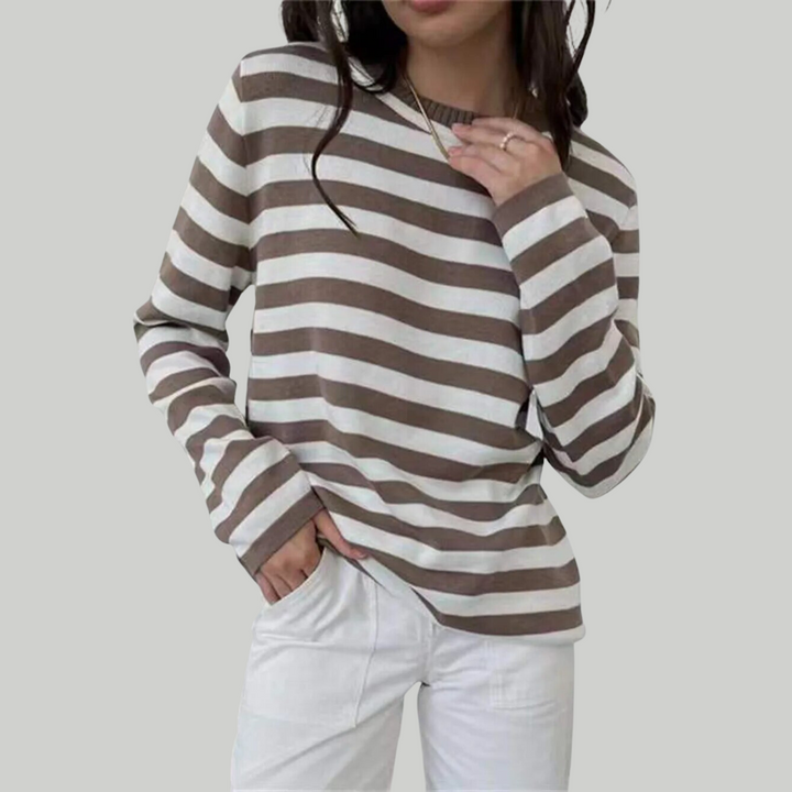 Levoire | Pull Rayé Pour Un Look Décontracté Caramel brun