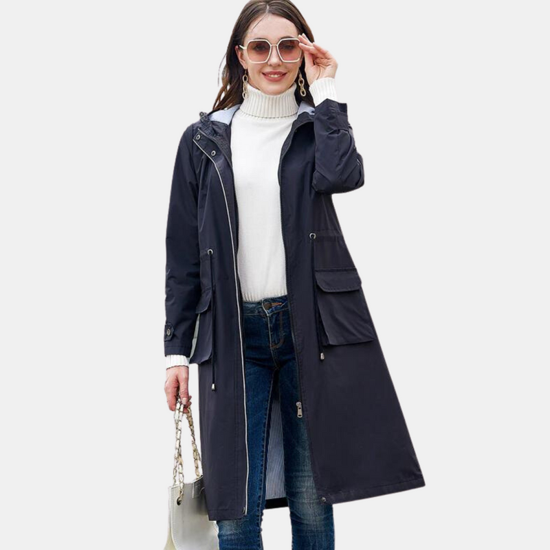 Levoire | Manteau Long Avec Capuche Pour Toutes Les Conditions Météorologiques Bleu Fonce