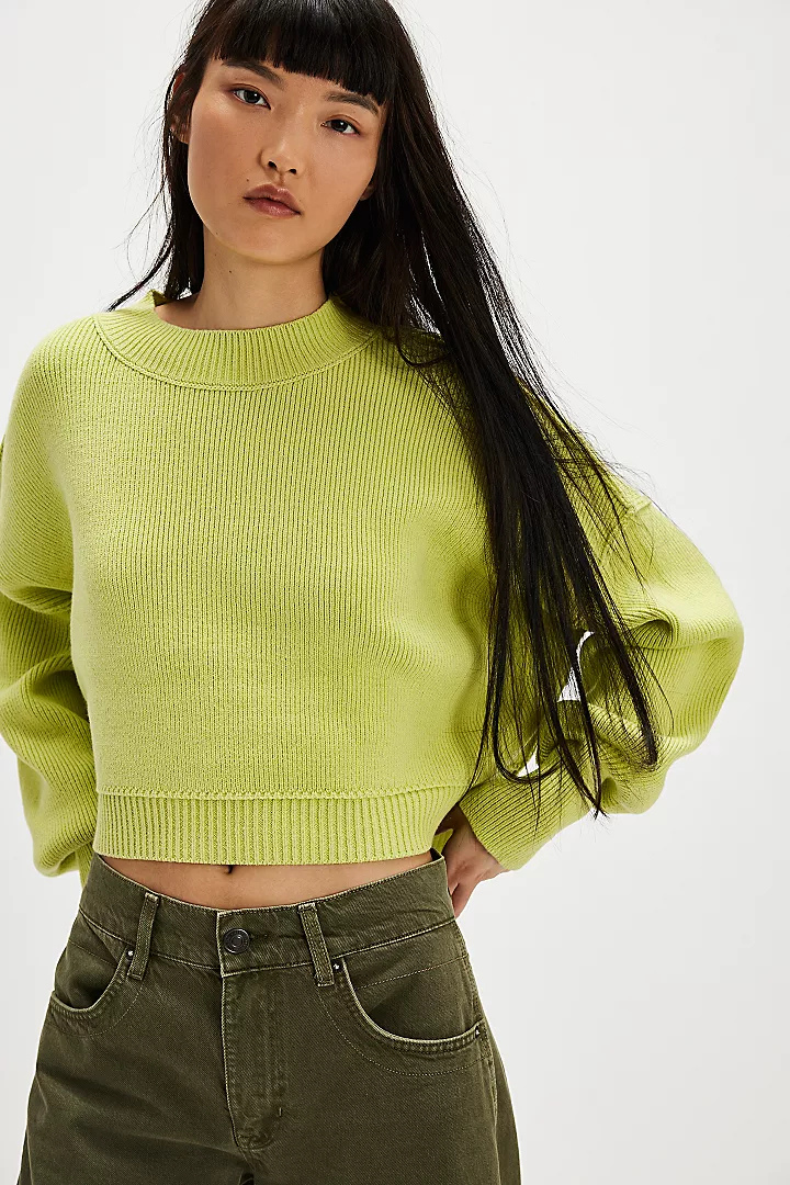 Levoire | Pull Court Femmes Chaud Céleri vert