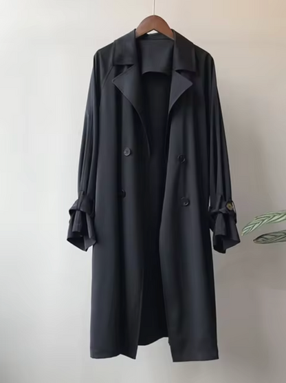 Levoire | Long Trench Coats With Shawl Collar, Buttons And Long Sleeves Noir