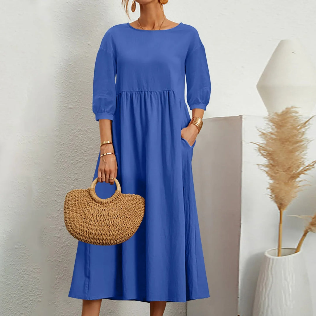 Levoire | Robe Midi Patchwork Bleu