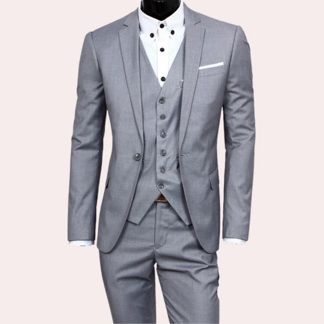 Levoire | Costume Élégant D'Invité De Mariage Avec Levoire | Gilet Pour - Hommes - Trois Pièces Gris