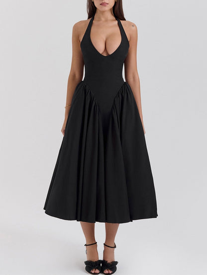 Levoire | Robe midi à encolure en V profonde Noir