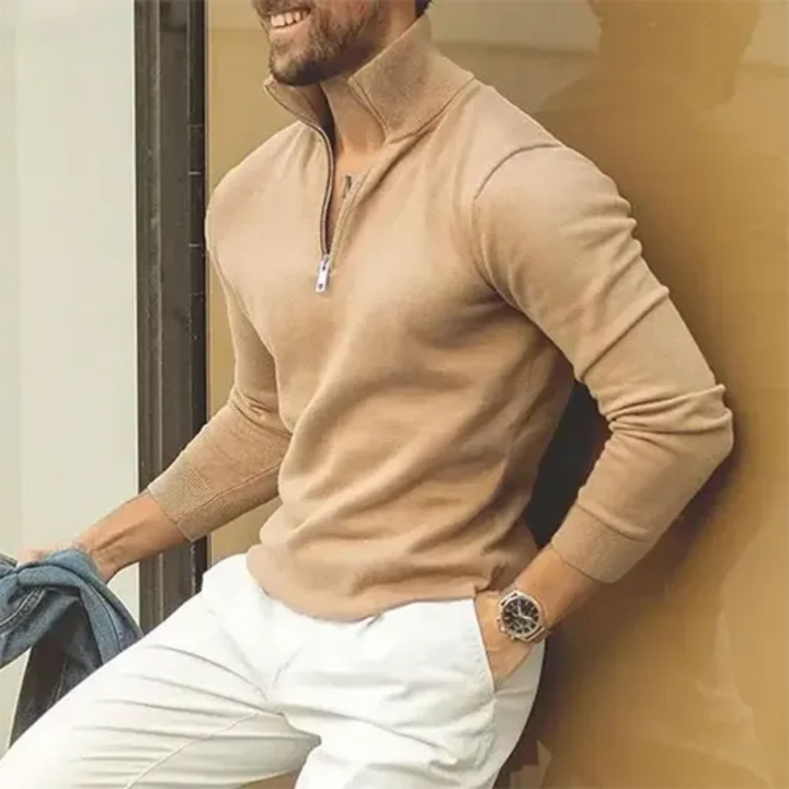 Levoire | Pull à zip chaud pour hommes Kaki