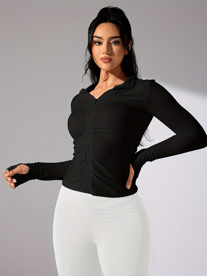 Levoire | Couleur Unique, Veste De Sport Décontractée À Manches Longues Et Fermeture Éclair Sur Toute La Longueur