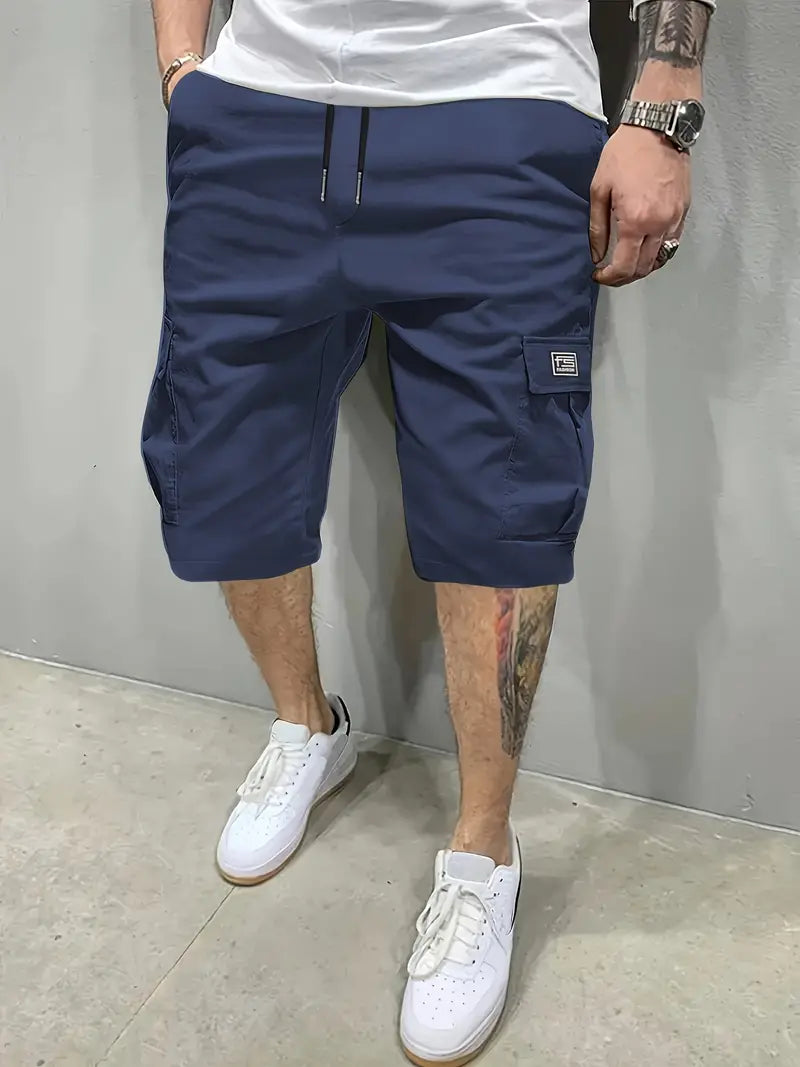Levoire | Pantalons Cargo Courts Avec Cordon Et Poches Bleu