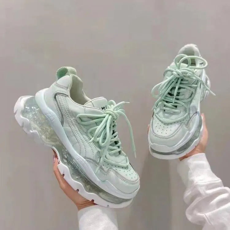 Levoire | Femme baskets avec semelle transparente surélevée Vert