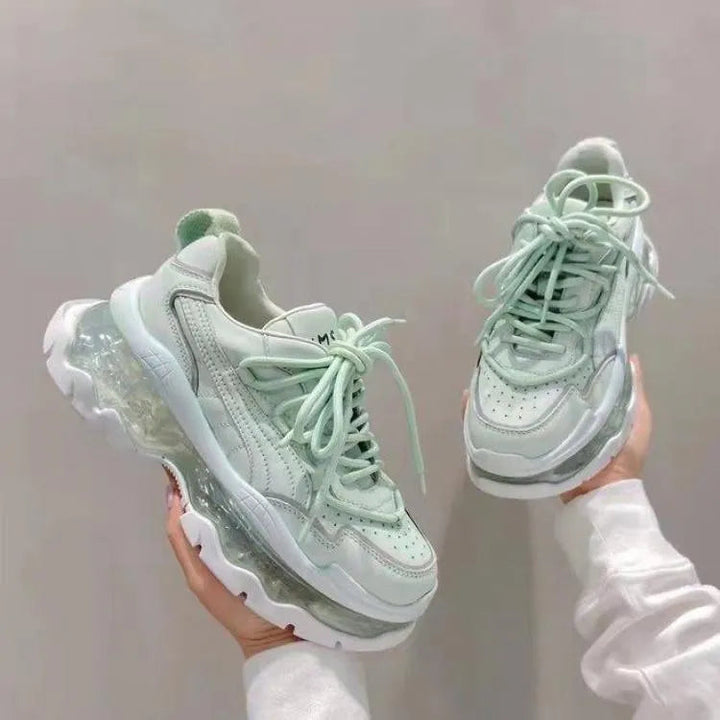 Levoire | Femme baskets avec semelle transparente surélevée Vert