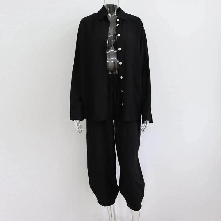Levoire | Ensemble de deux pièces avec une chemise à manches longues et un pantalon Noir