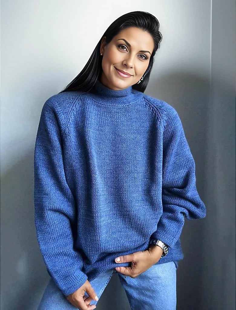 Levoire | Élégant Pull À Manches Longues En Tricot O-Fermeture Bleu