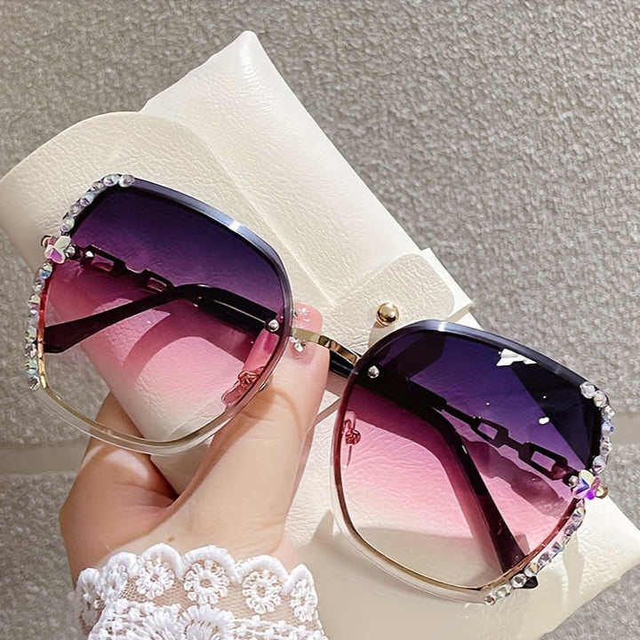 Levoire | Lunettes De Soleil Sans Contour Ornées De Cristaux Dégradés Pour Femmes Dégradé Violet
