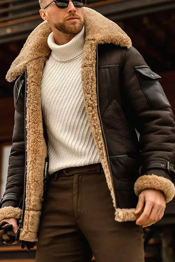 Levoire | Veste En Cuir Volante Camel Élégante Pour Hommes Luxe Et Confort Café