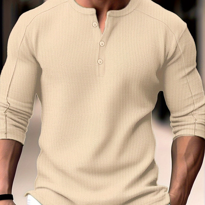Levoire | T-Shirt Henley En Tricot Gaufré Homme Abricot