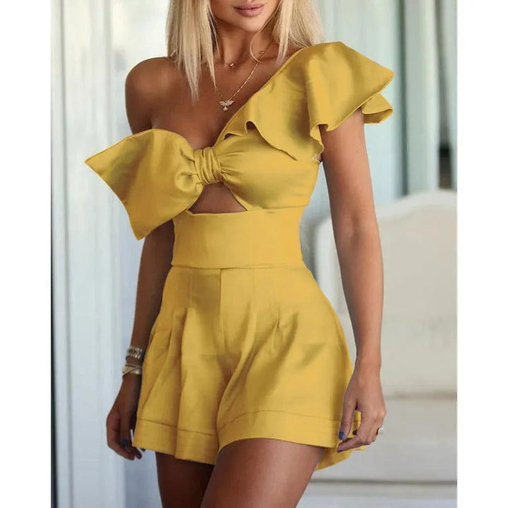 Levoire | Short en mélange avec des perles et un cordon Jaune