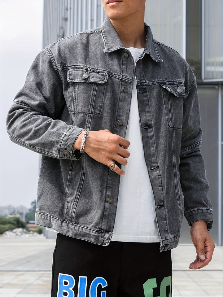 Levoire | Rennon Public Cut Jean Jacket Avec Revers Et Boutons