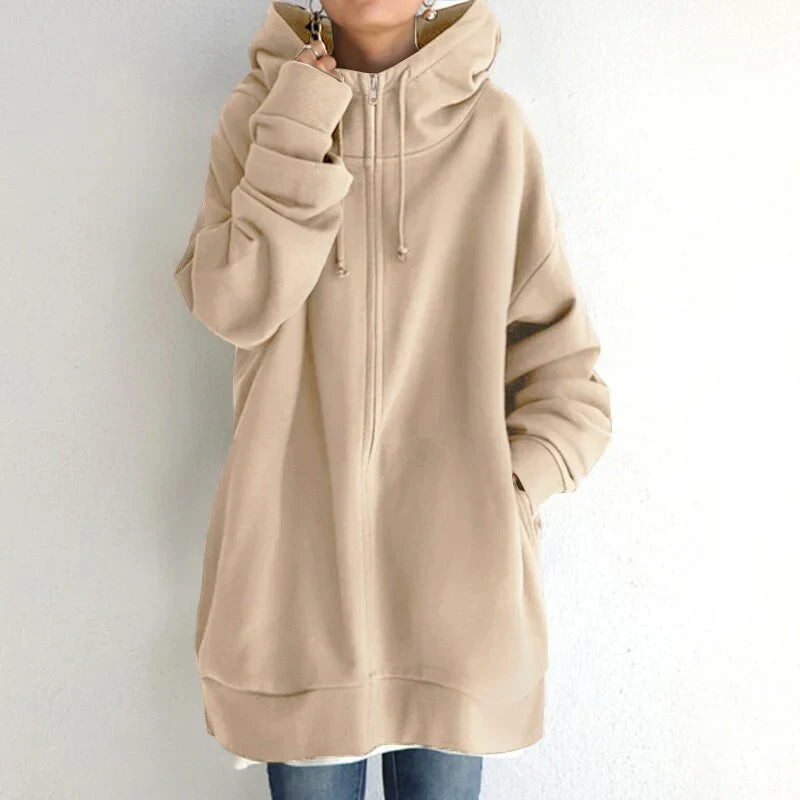 Levoire | Sweatshirt Grande Taille Élégant À Capuche Pour Femmes Beige
