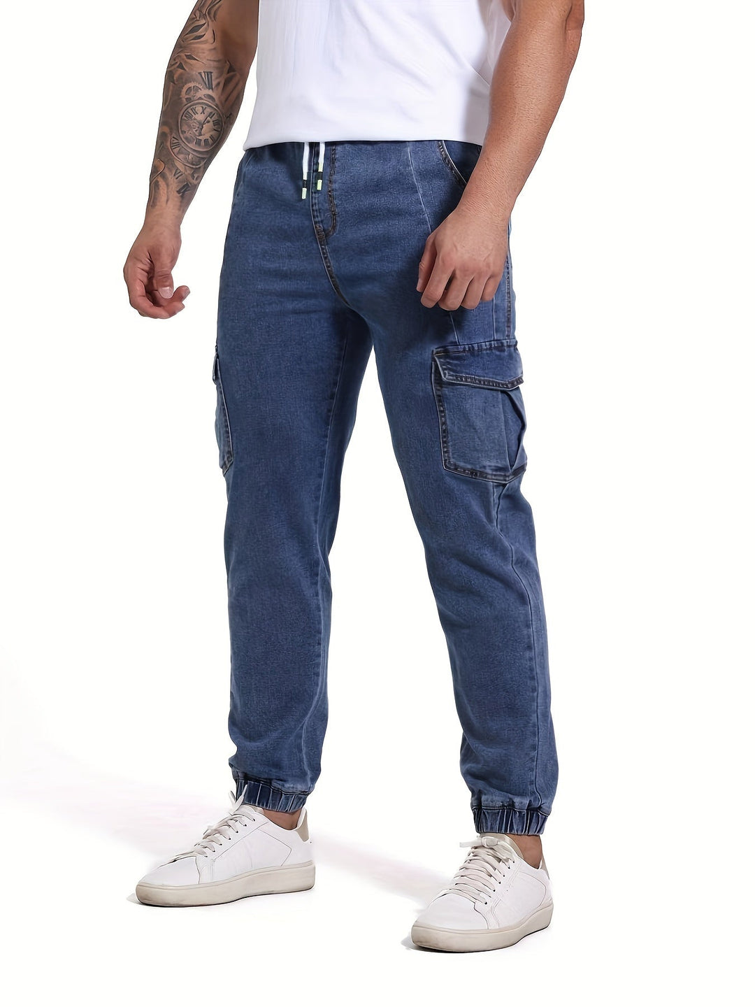 Levoire | Jeans Pour Hommes À Revers Coupe Régulière Avec Cordon