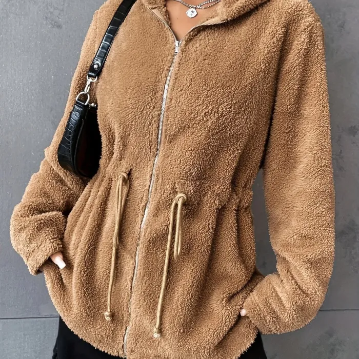 Levoire | Veste Femme Avec Capuche Et Fermeture Éclair Parfaite Pour L'Extérieur Chameau