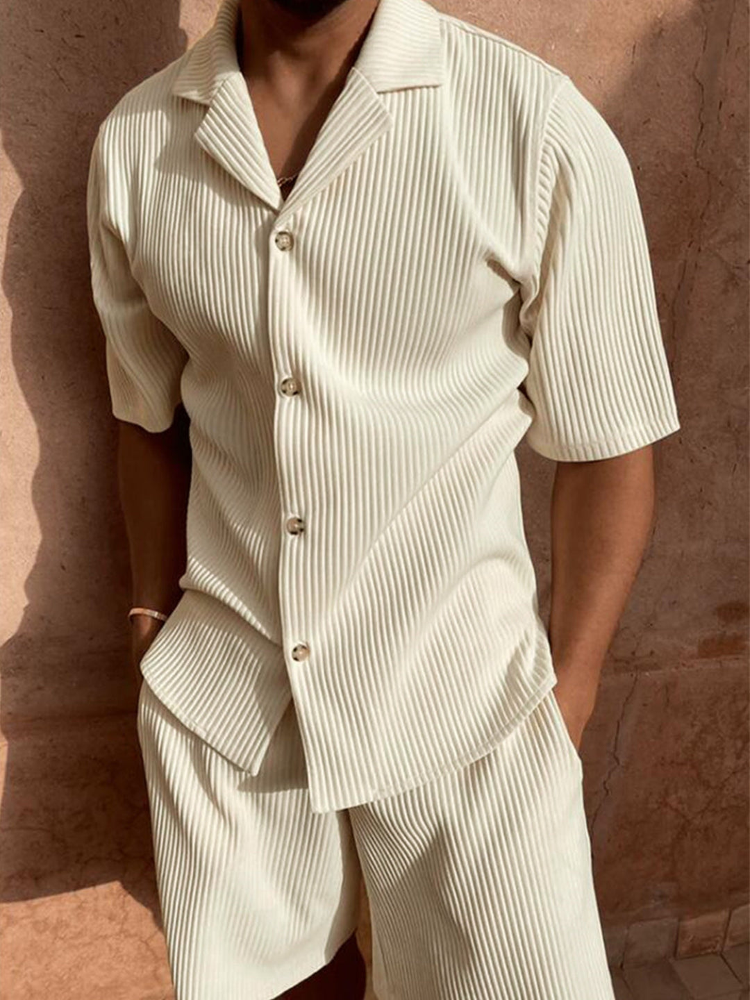 Levoire | Tenue D'Été Unie Pour Hommes Couleur beige