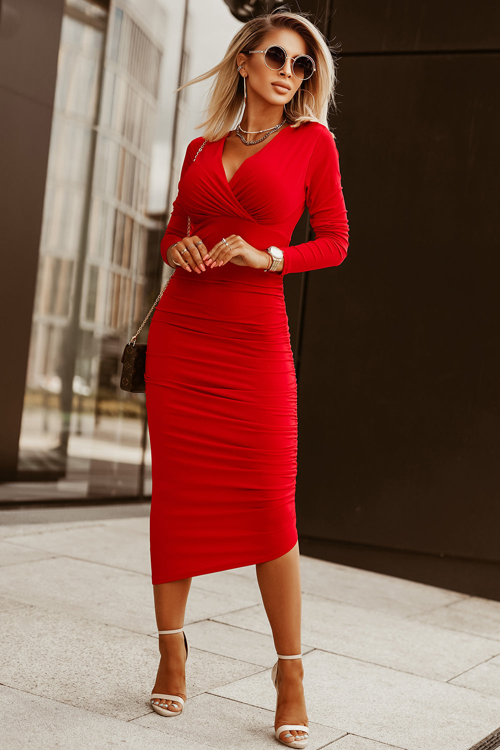 Levoire | Robe Wrap Rouge Tulinen Rot