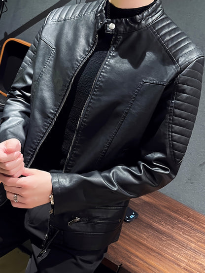 Levoire | Chic Veste D'Été En Cuir Pour Hommes Avec Zip Et Col Montant