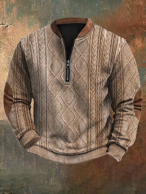 Levoire | Pull Zippé Tricoté Vintage Braun