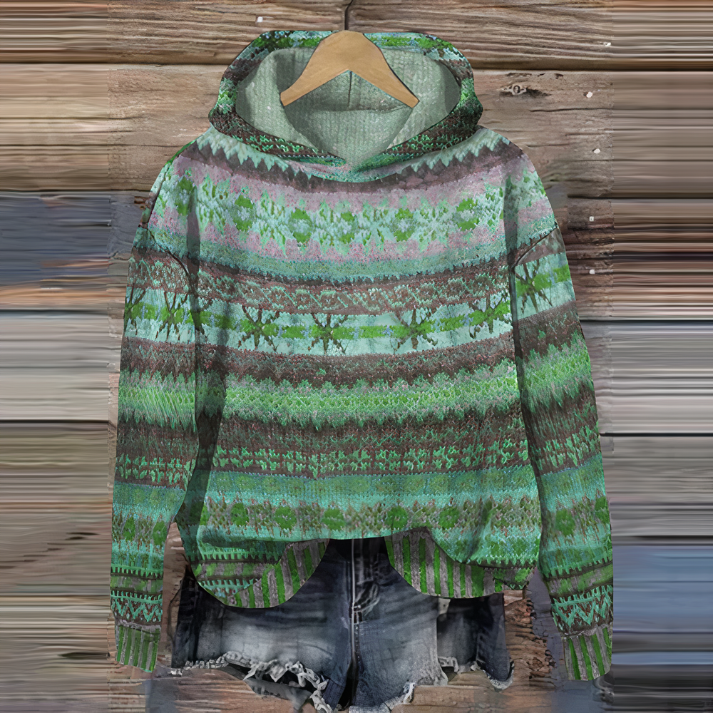 Levoire | Pull À Capuche Vintage Pour Femmes Vert