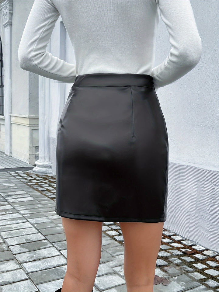 Levoire | Jupe Mini Bodycon En Cuir Pu Élégante Avec Fermeture Éclair Et Taille Haute