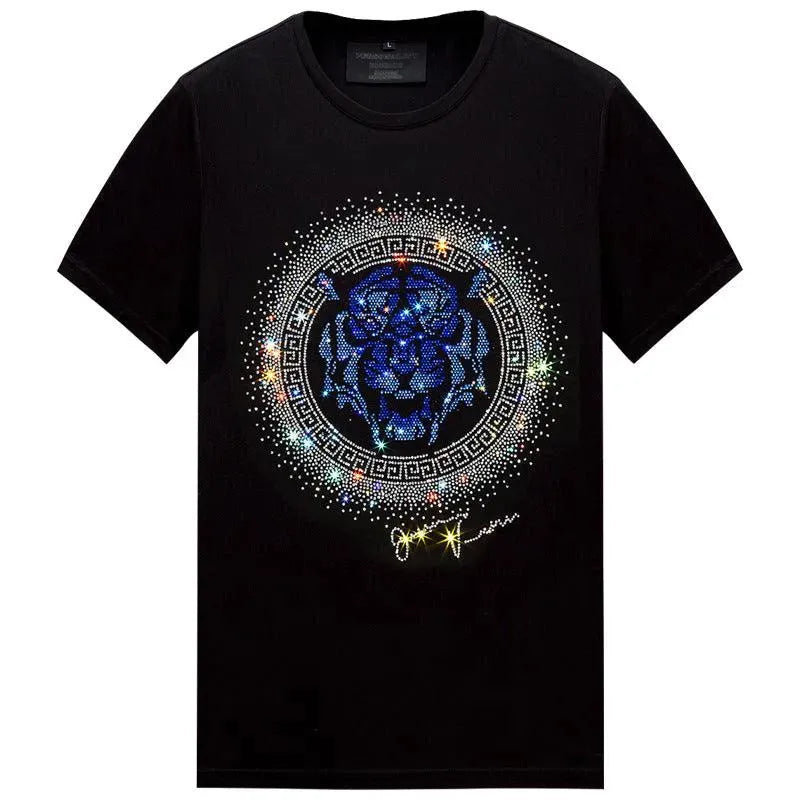 Levoire | T-shirt homme avec tête de tigre et strass